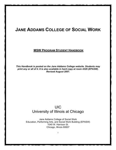 Jane Addams College Of Social Work Course Catalog