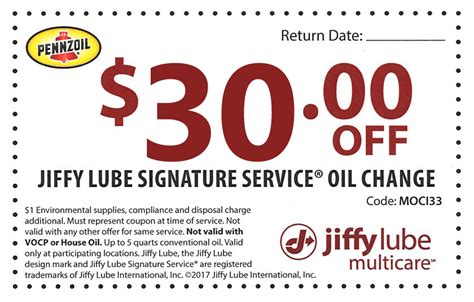 Jiffy Lube Coupons Printable