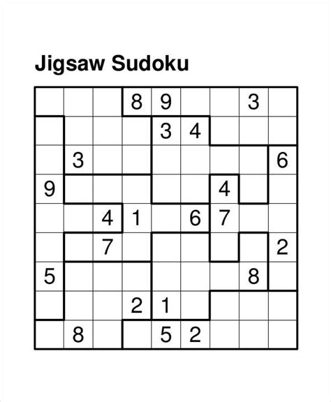 Jigsaw Sudoku Printable