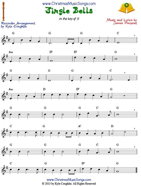 Jingle Bells Recorder Lesson Free Printable Sheet Music