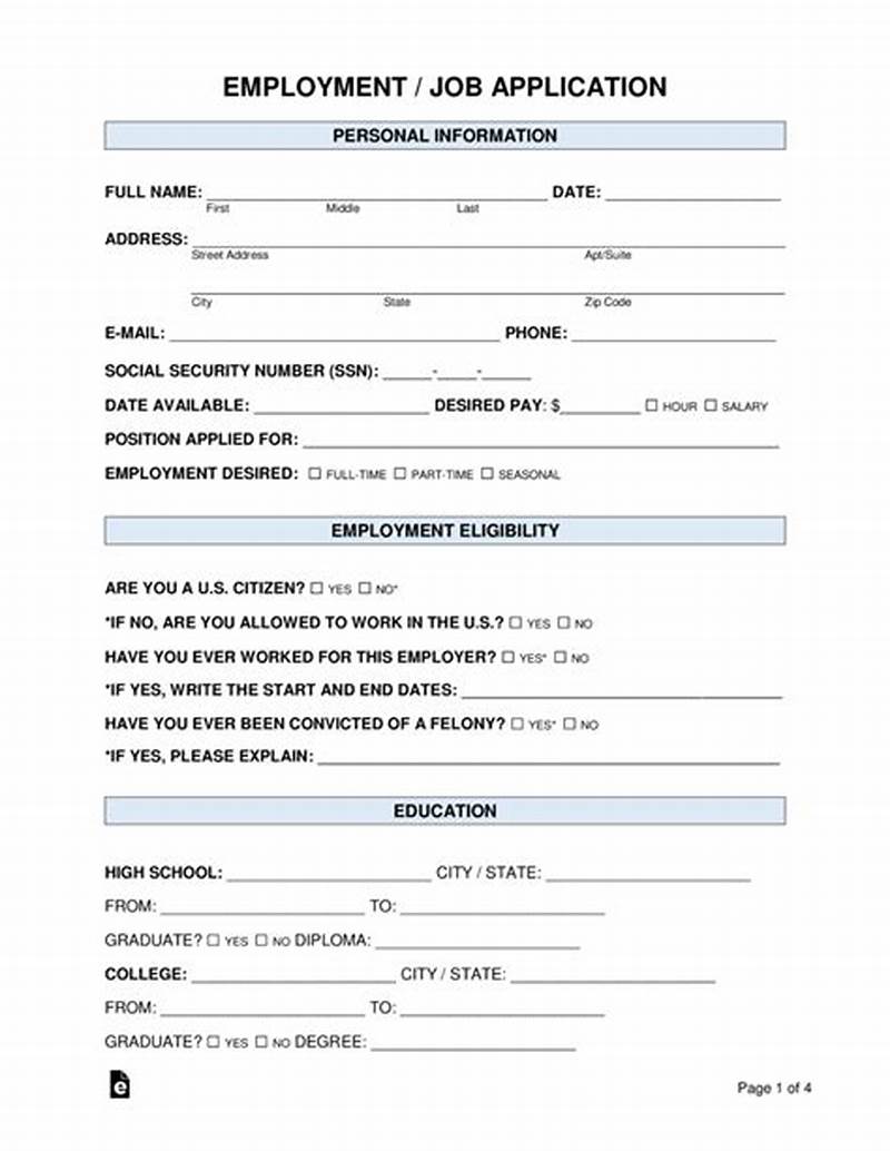 Job Application Form Sample Format