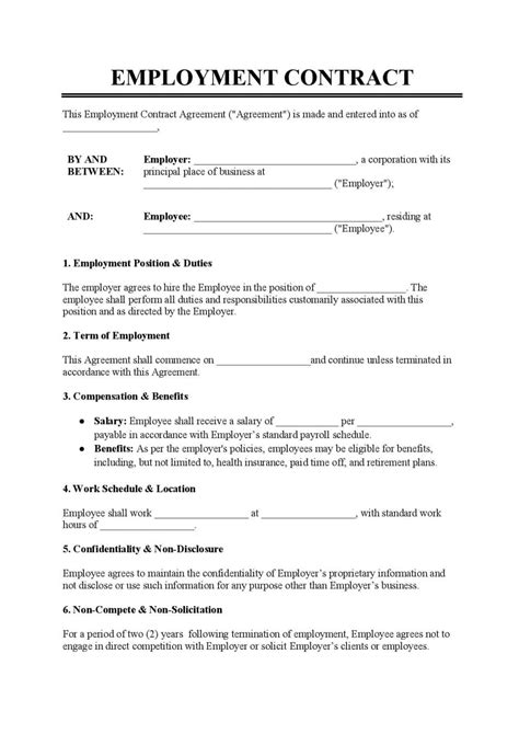 Job Contract Template Word