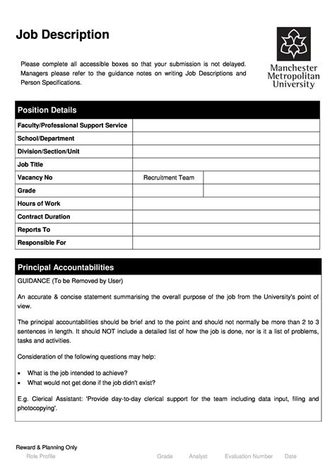 Job Description Document Template
