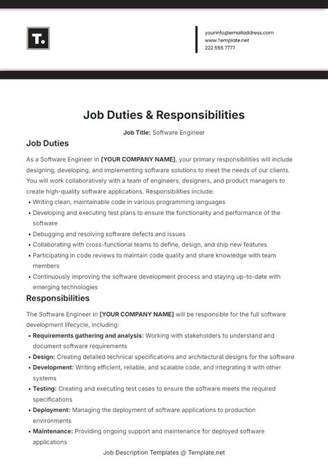 Job Duties Template