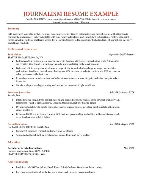 Journalism Resume Template