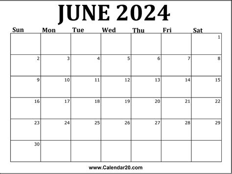 June Printable Calendar