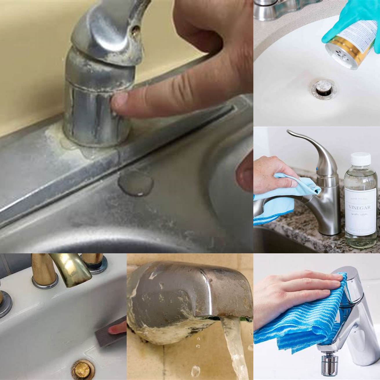 Keep the sink and faucet dry to prevent water stains and mineral buildup Use a squeegee or towel to wipe them after use