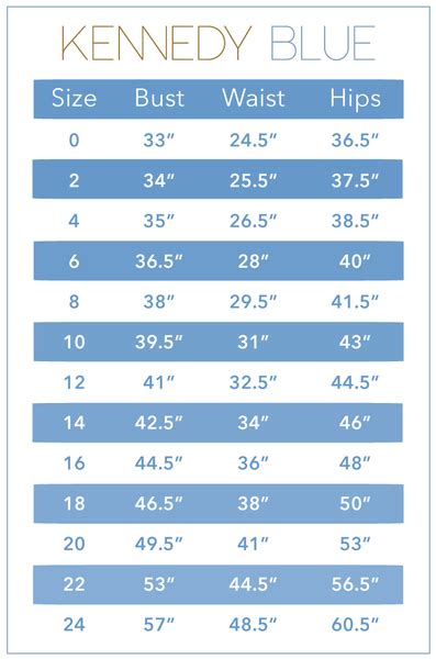 Kennedy Blue Size Chart