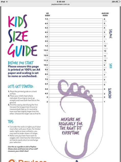 Kids Foot Measurement Chart
