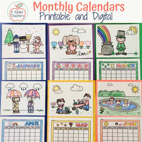 Kindergarten Printable Calendar