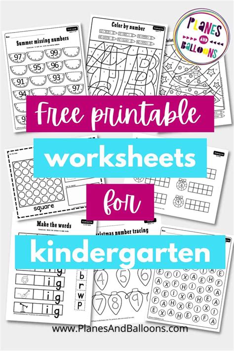 Kindergarten Printable Worksheets Free