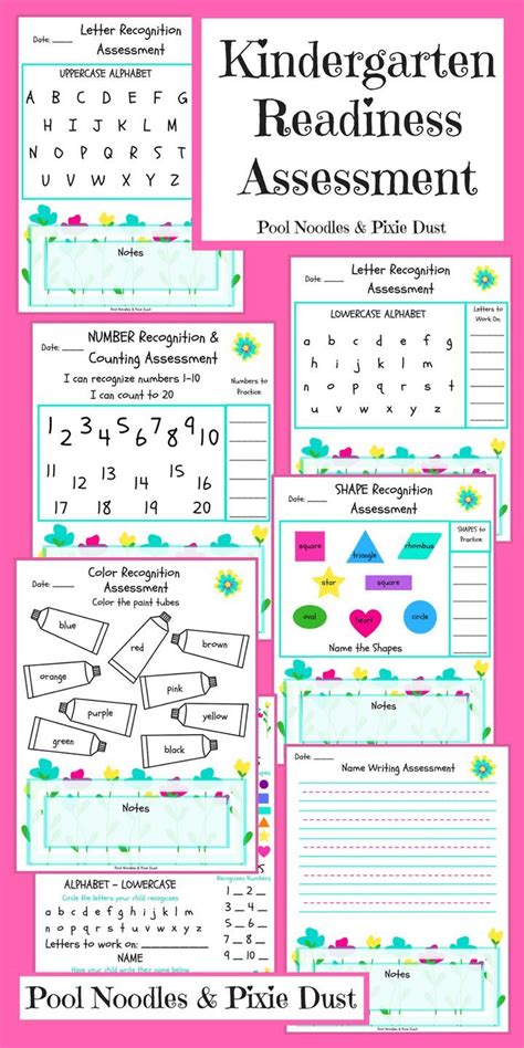 Kindergarten Readiness Assessment Printable
