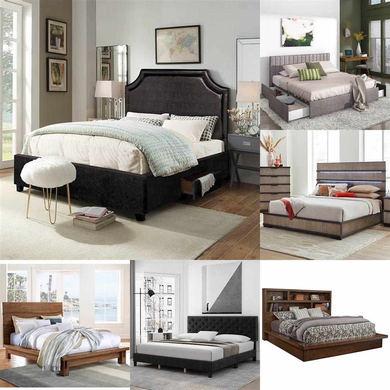 King platform bed with headboard