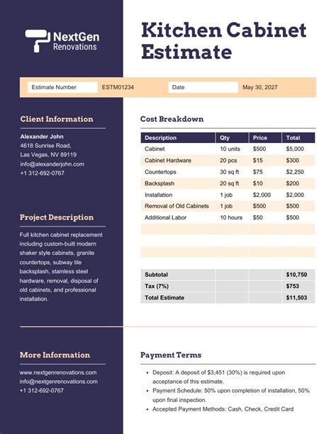 Kitchen Estimate Template