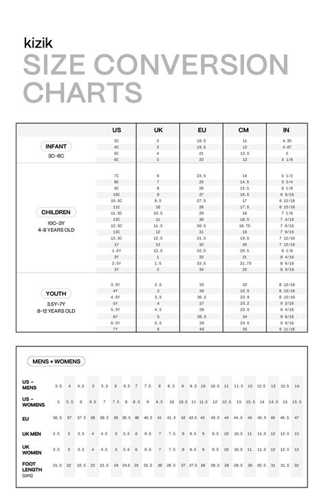 Kizik Shoe Size Chart