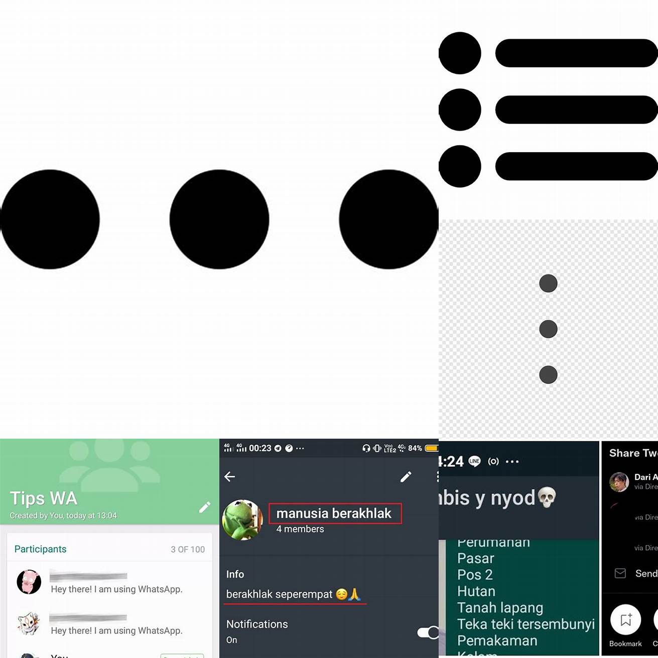 Klik ikon tiga titik di samping nama grup