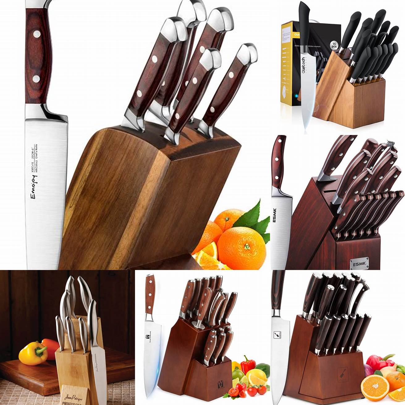 Knife set with wooden block