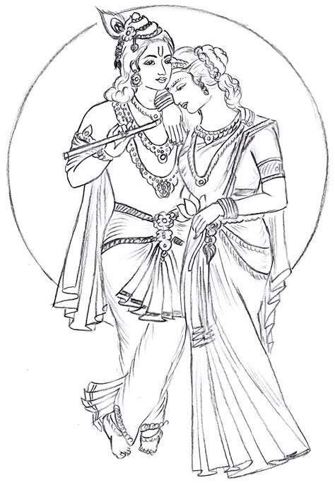 Krishna And Radha Drawing