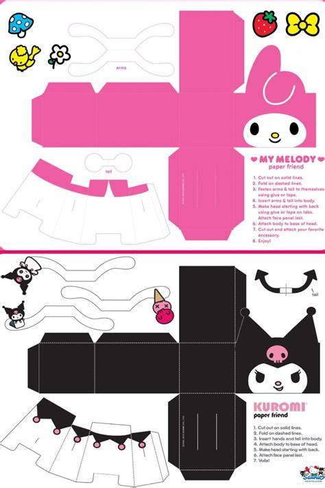 Kuromi Papercraft Template