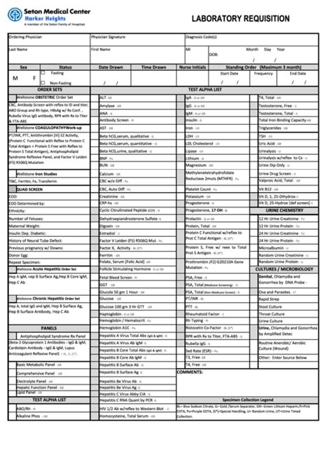 Lab Requisition Form Template