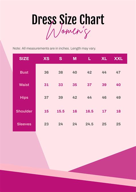 Ladies Dress Size Chart