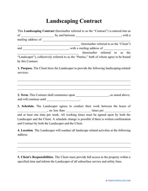Landscape Agreement Template