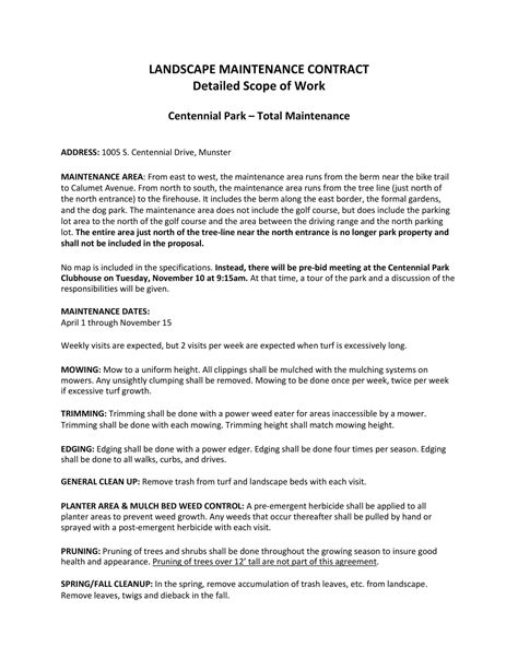 Landscape Service Agreement Template