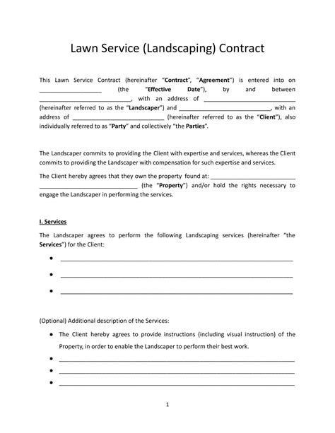 Landscape Service Contract Template