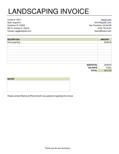 Landscaping Invoice Template