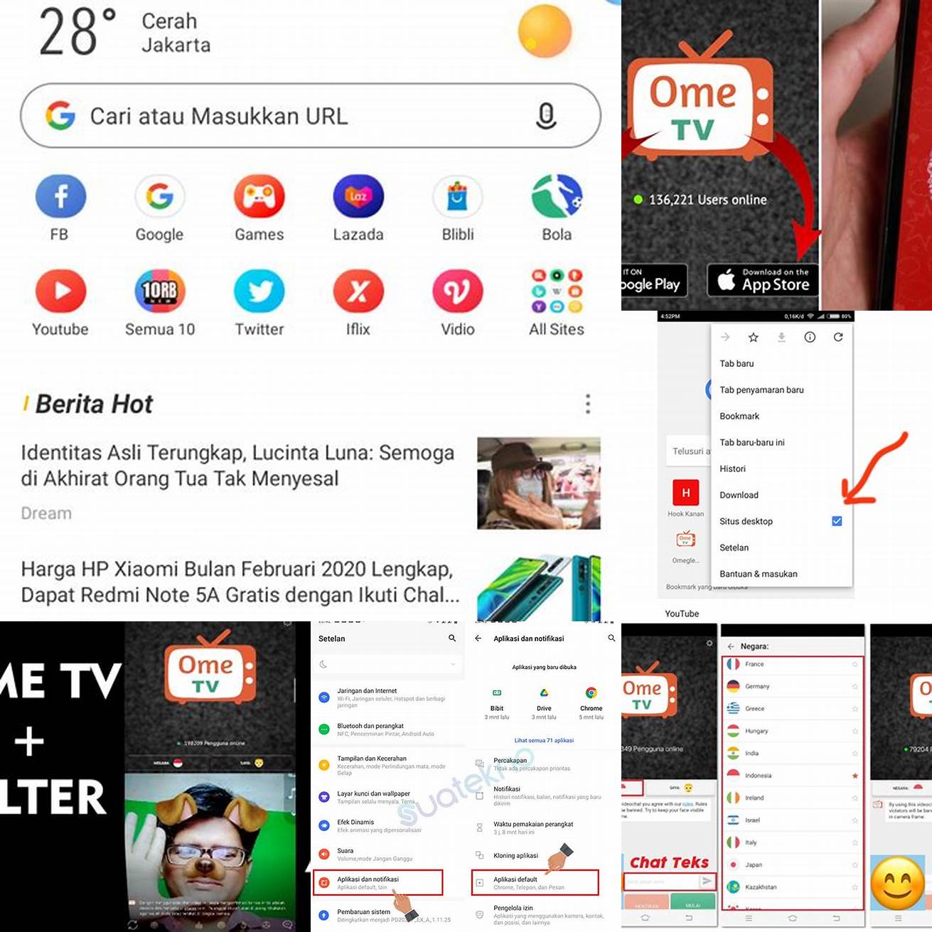 Langkah 1 Buka browser di smartphone Android Anda dan ketik Ome TV APK di kotak pencarian
