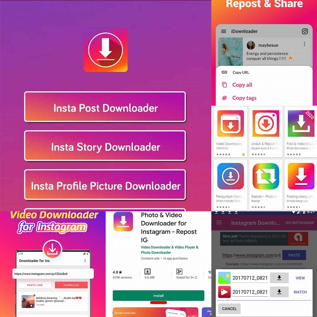 Langkah 3 Paste link pada aplikasi Video Downloader for Instagram