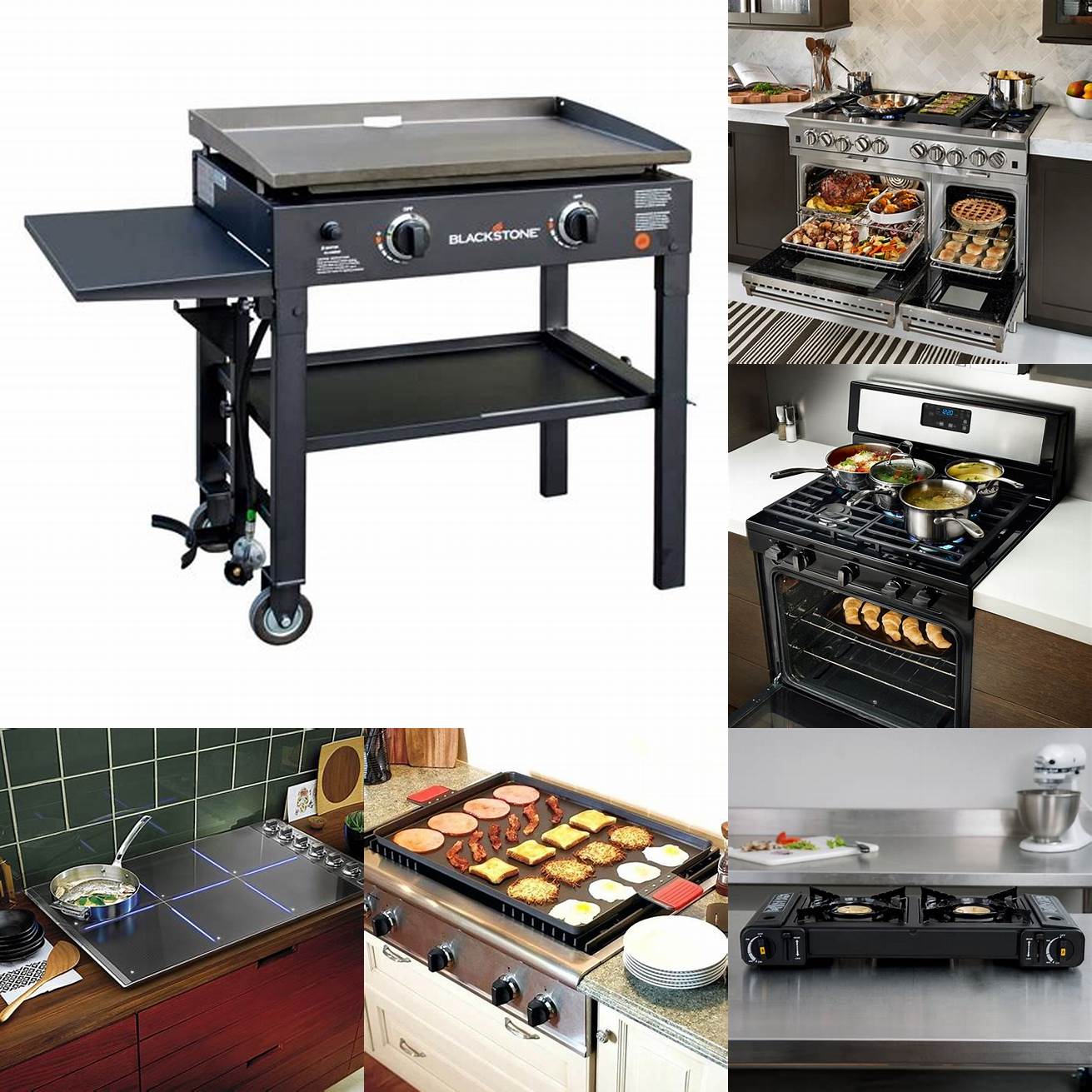 Large cooking surface with multiple burners