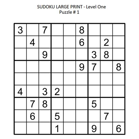 Large Print Easy Sudoku Printable