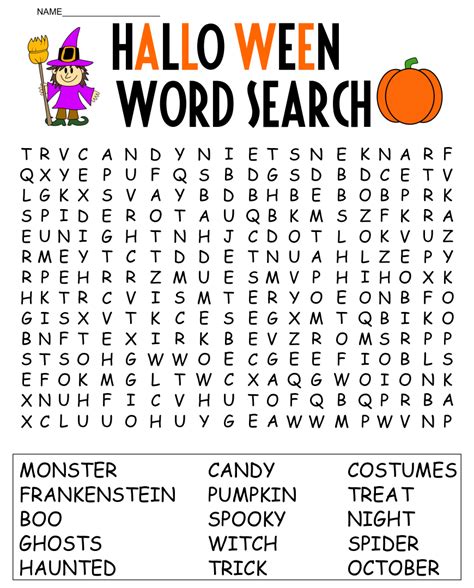 Large Print Word Search Printable Halloween