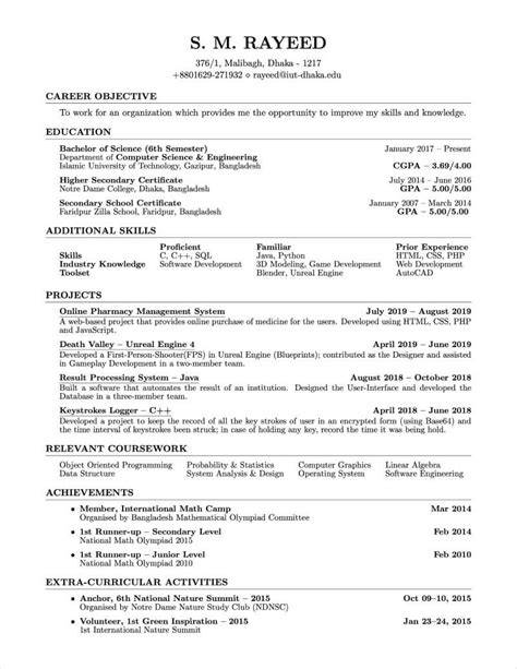 Latex Template Resume
