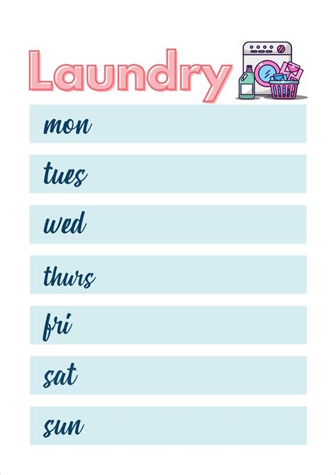 Laundry Schedule Template
