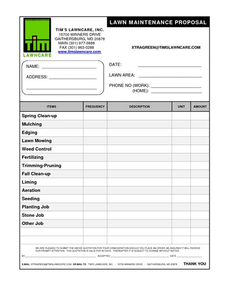 Lawn Service Proposal Template Free