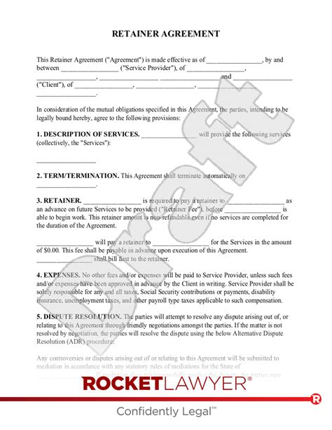 Lawyer Retainer Agreement Template