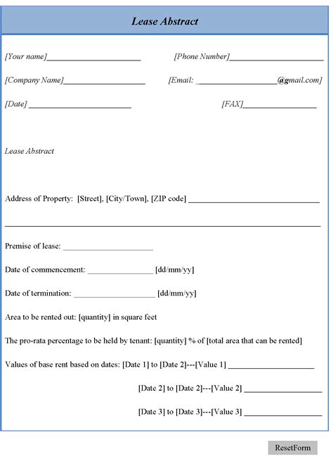 Lease Abstract Template