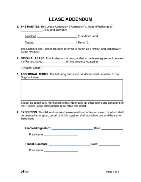 Lease Addendum Templates