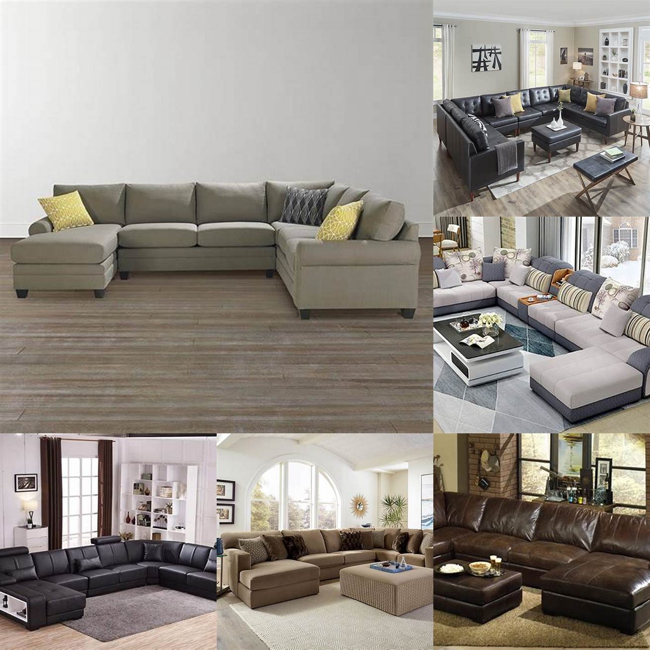 Leather U shaped sectional sofas are durable and easy to clean