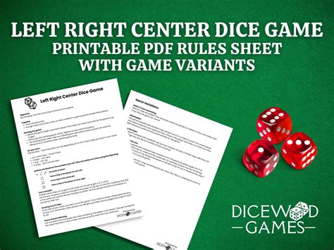Left Right Center Rules Printable