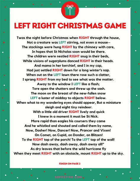 Left Right Christmas Story Game Printable