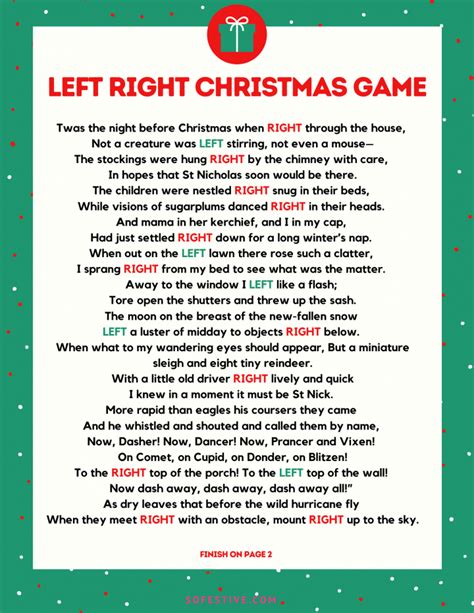 Left Right Game Free Printable