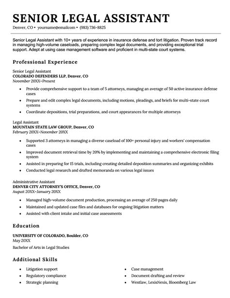 Legal Assistant Resume Template
