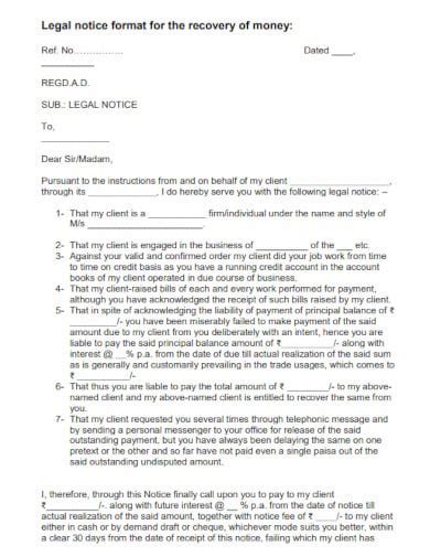 Legal Notice Format Templates For Recovery Of Money