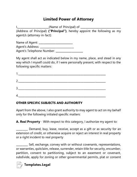 Legal Templates Power Of Attorney