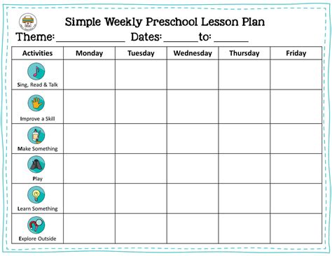 Lesson Plan Template Preschool Free