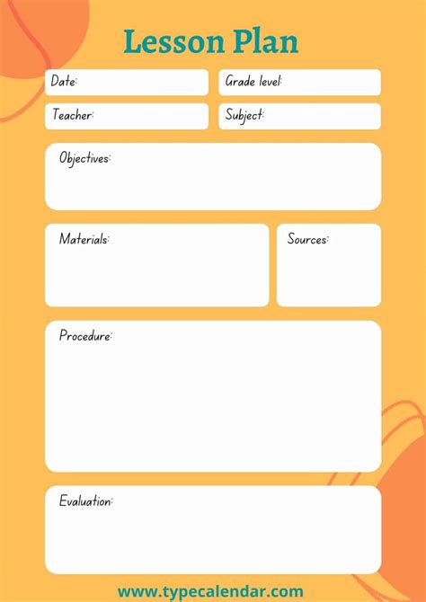 Lesson Plan Templates For Preschool