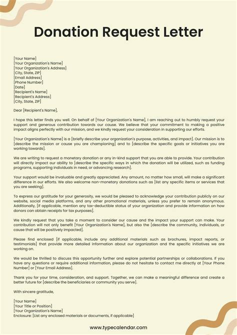 Letter For Donation Template